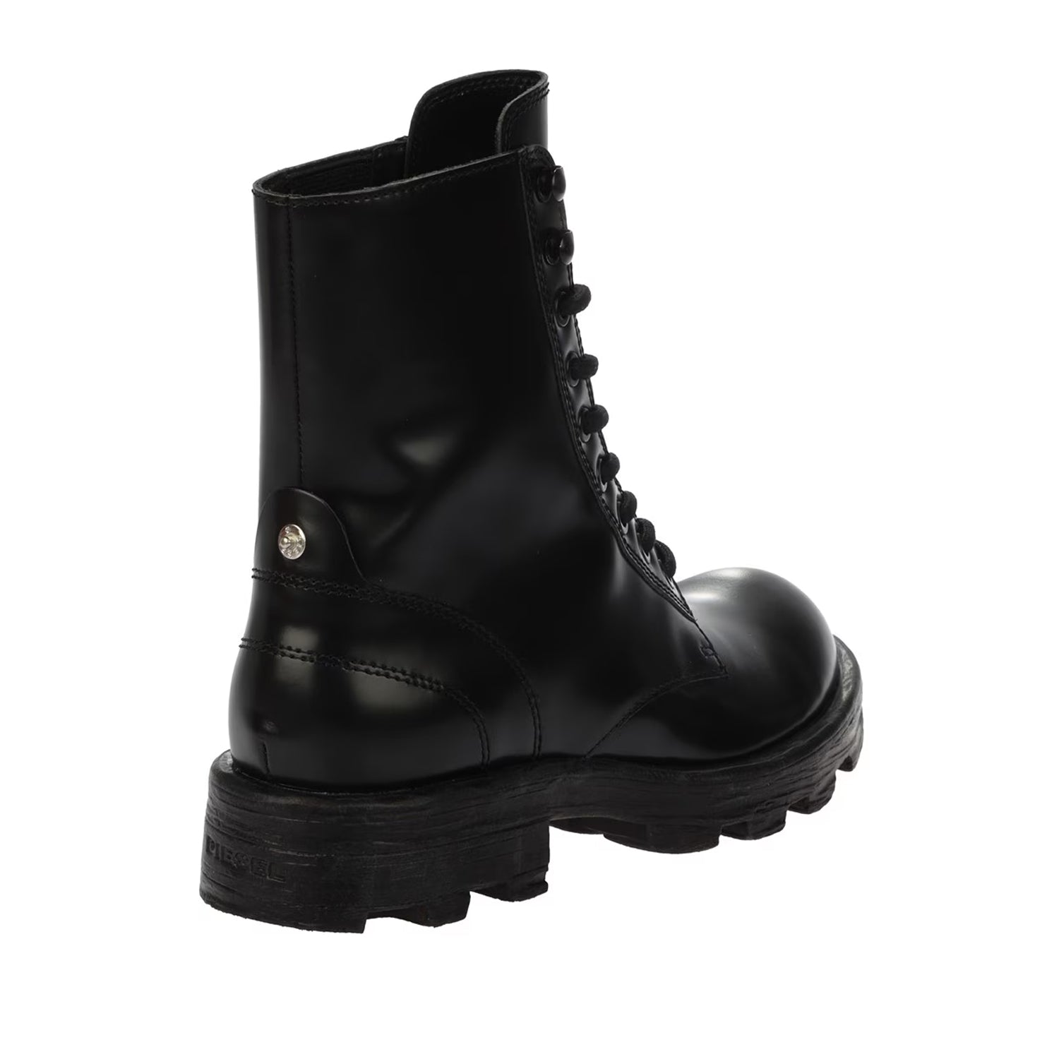 Black - Back - Diesel Womens-Ladies D-Hammer Leather Combat Boots
