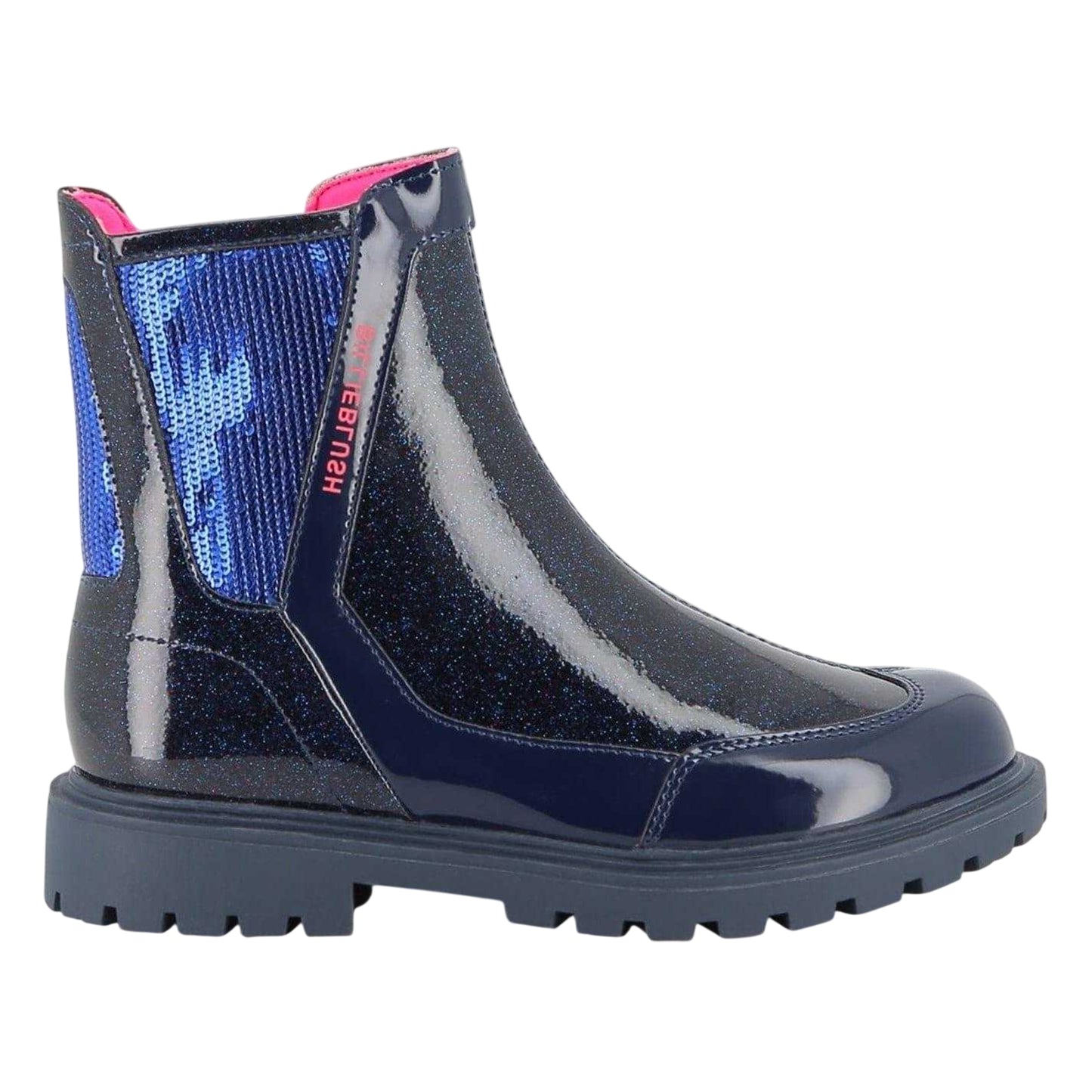 Navy - Front - Billieblush Childrens-Kids Metallic Leather Ankle Boots