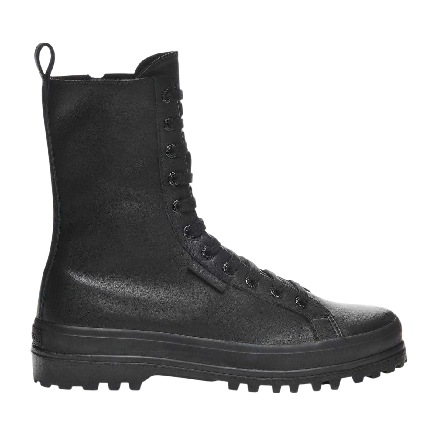 Total Black - Side - Superga Womens-Ladies 2641 Alpina Leather Combat Boots