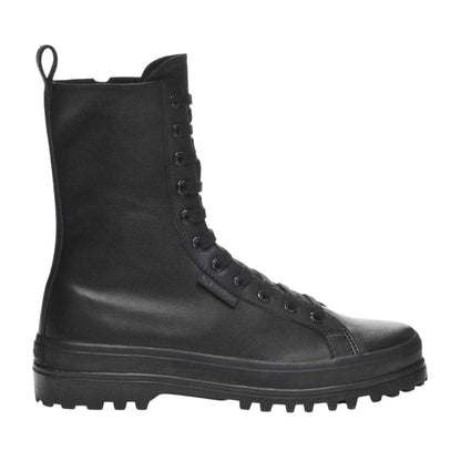 Total Black - Side - Superga Womens-Ladies 2641 Alpina Leather Combat Boots
