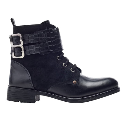 Black - Side - Moda In Pelle Womens-Ladies Mauvaise Leather Ankle Boots