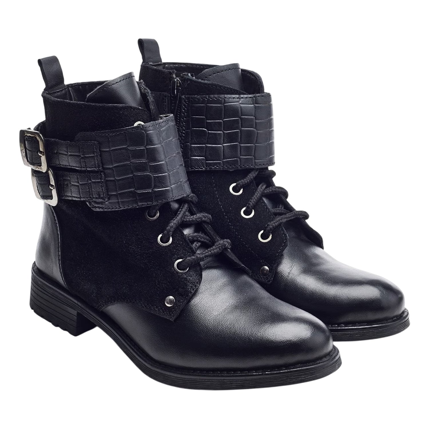 Black - Front - Moda In Pelle Womens-Ladies Mauvaise Leather Ankle Boots