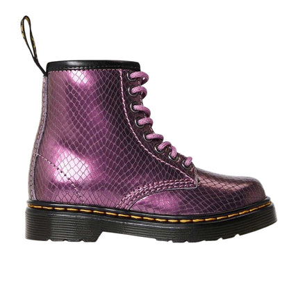 Pink - Front - Dr Martens Childrens-Kids 1460 Snakeskin Combat Boots