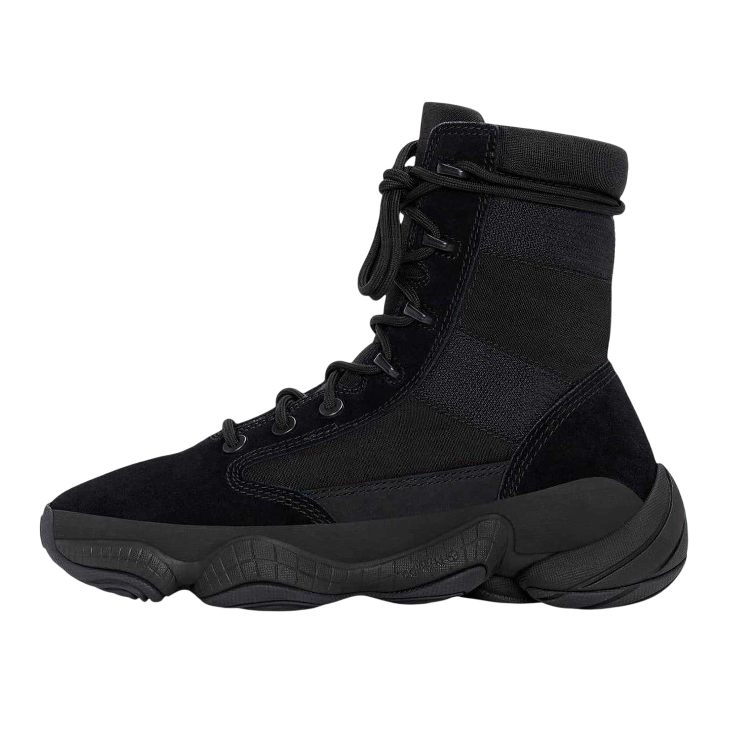 Black - Back - Adidas Childrens-Kids Yeezy 500 Suede Combat Boots