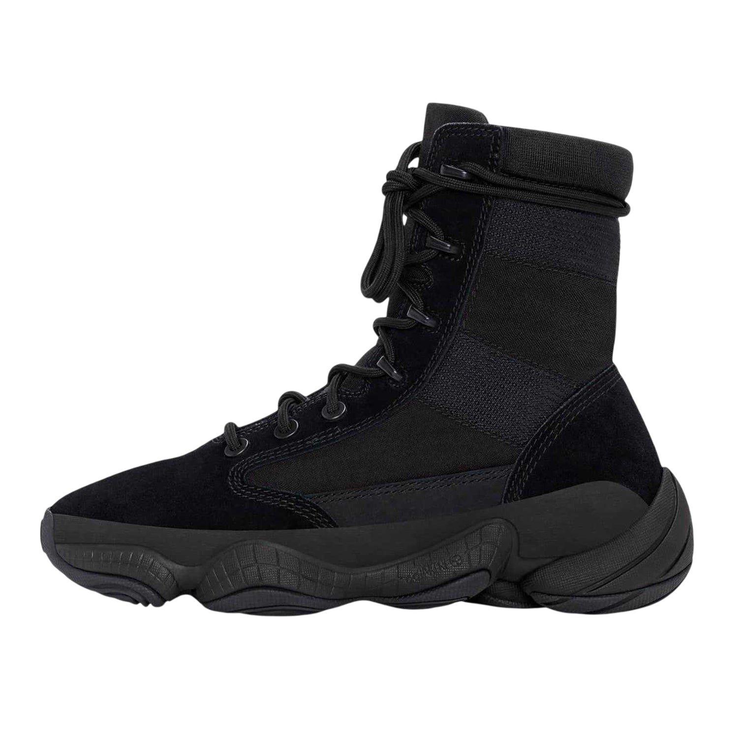 Black - Back - Adidas Childrens-Kids Yeezy 500 Suede Combat Boots