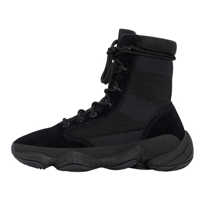 Black - Back - Adidas Childrens-Kids Yeezy 500 Suede Combat Boots
