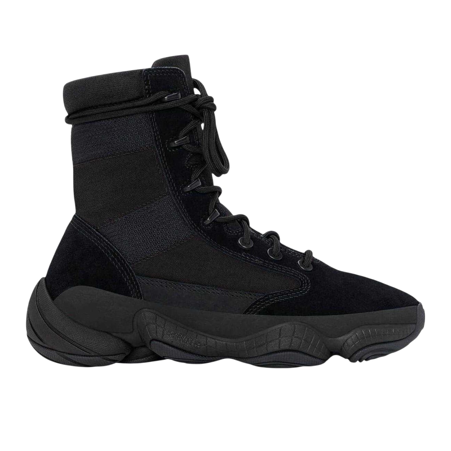 Black - Front - Adidas Childrens-Kids Yeezy 500 Suede Combat Boots