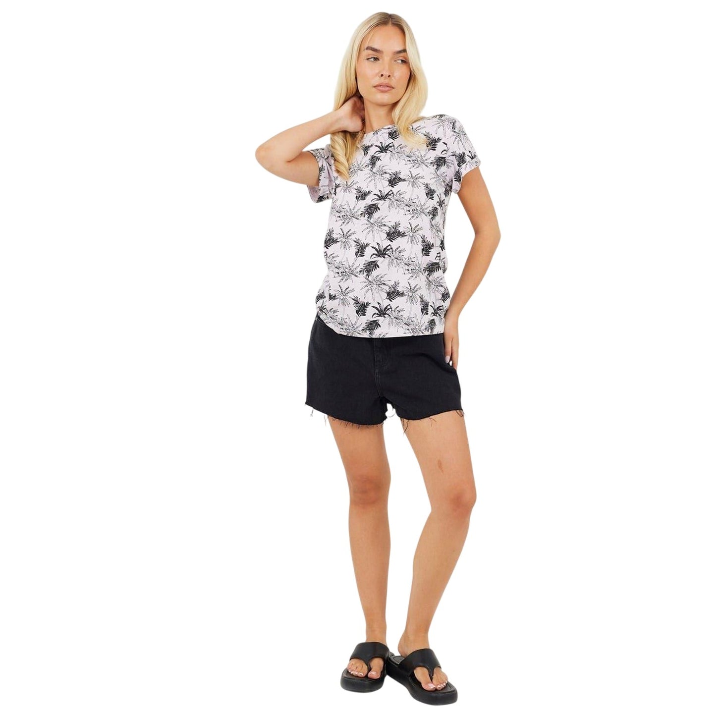 Pink - Lifestyle - Brave Soul Womens-Ladies Palm Tree T-Shirt