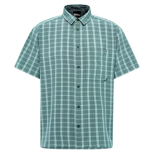 Dark Navy - Front - Jack Wolfskin Mens Checked Relaxed Fit T-Shirt