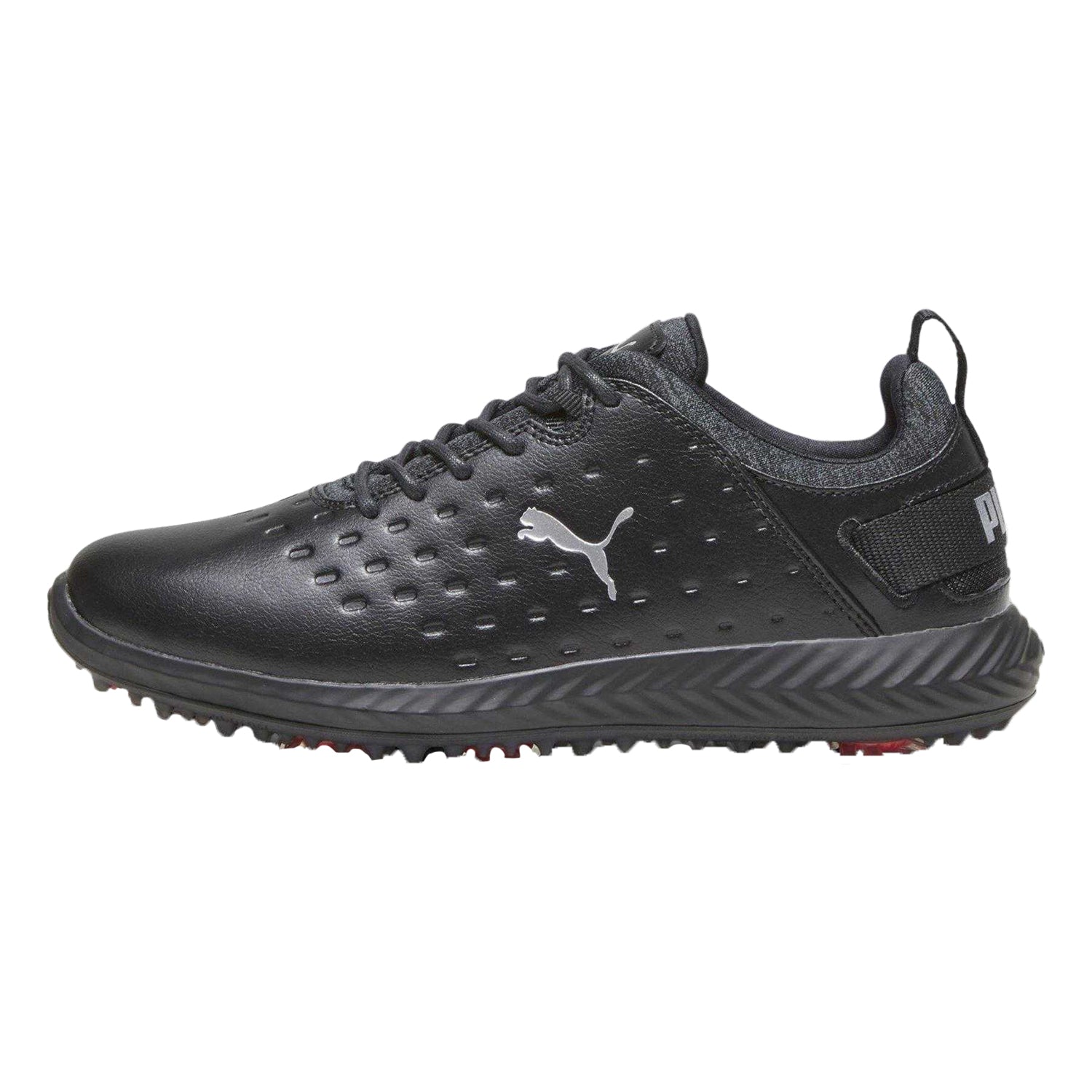 Black - Back - Puma Womens-Ladies Blaze Pro Ignite Textured Leather Spikeless Golf Shoes