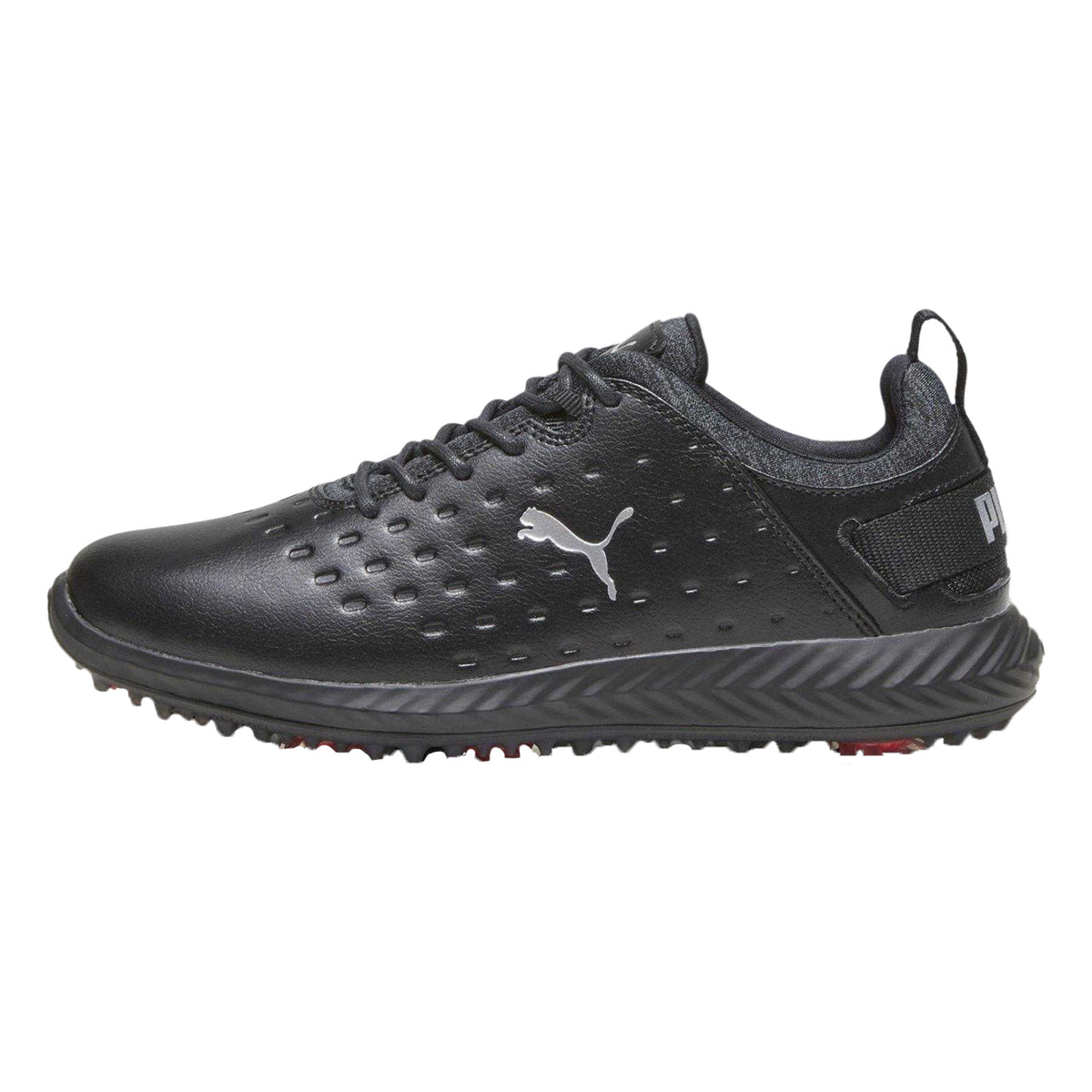 Black - Back - Puma Womens-Ladies Blaze Pro Ignite Textured Leather Spikeless Golf Shoes