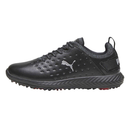 Black - Back - Puma Womens-Ladies Blaze Pro Ignite Textured Leather Spikeless Golf Shoes