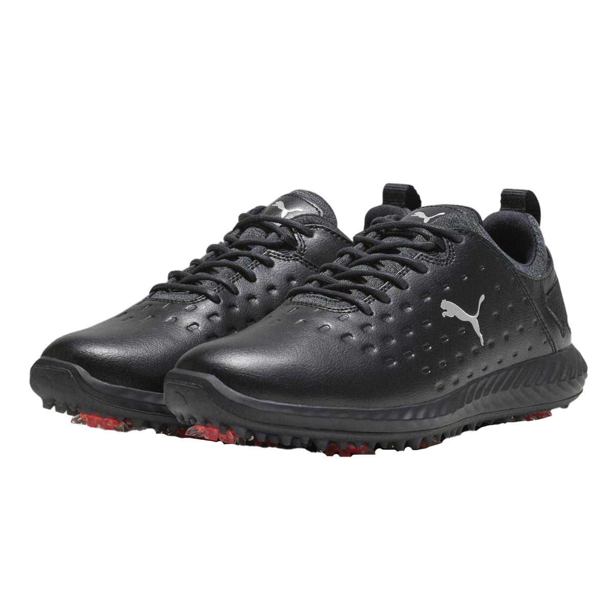 Black - Pack Shot - Puma Womens-Ladies Blaze Pro Ignite Textured Leather Spikeless Golf Shoes