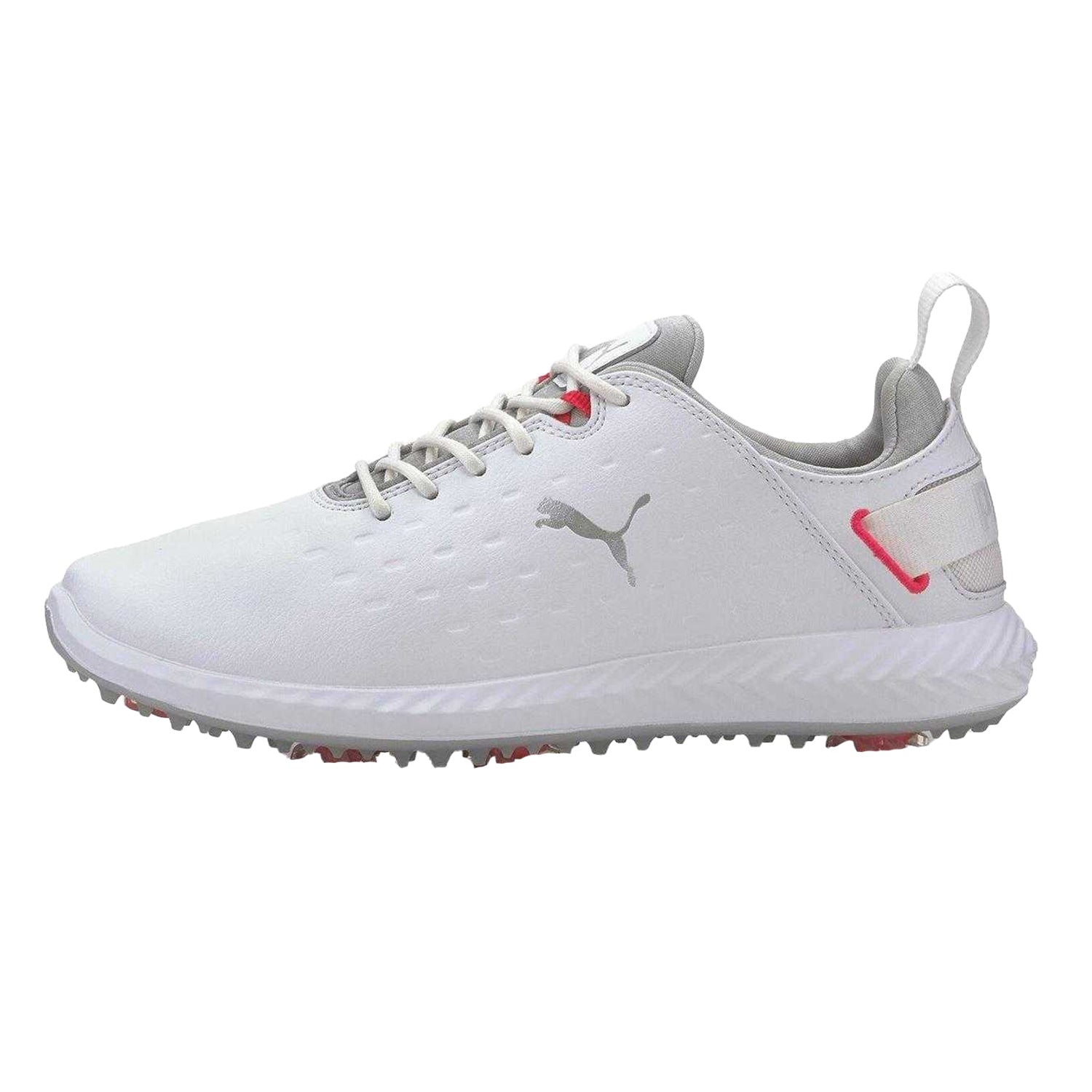 White - Side - Puma Womens-Ladies Blaze Pro Ignite Textured Leather Spikeless Golf Shoes