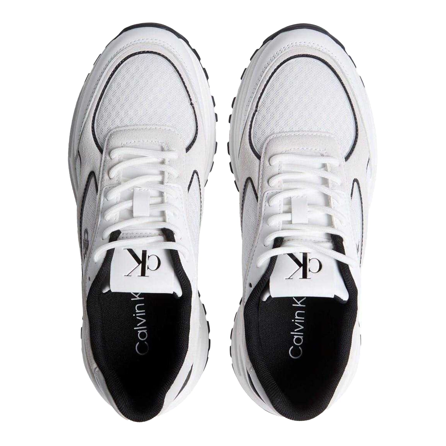 White-Black - Side - Calvin Klein Womens-Ladies Chunky Trainers