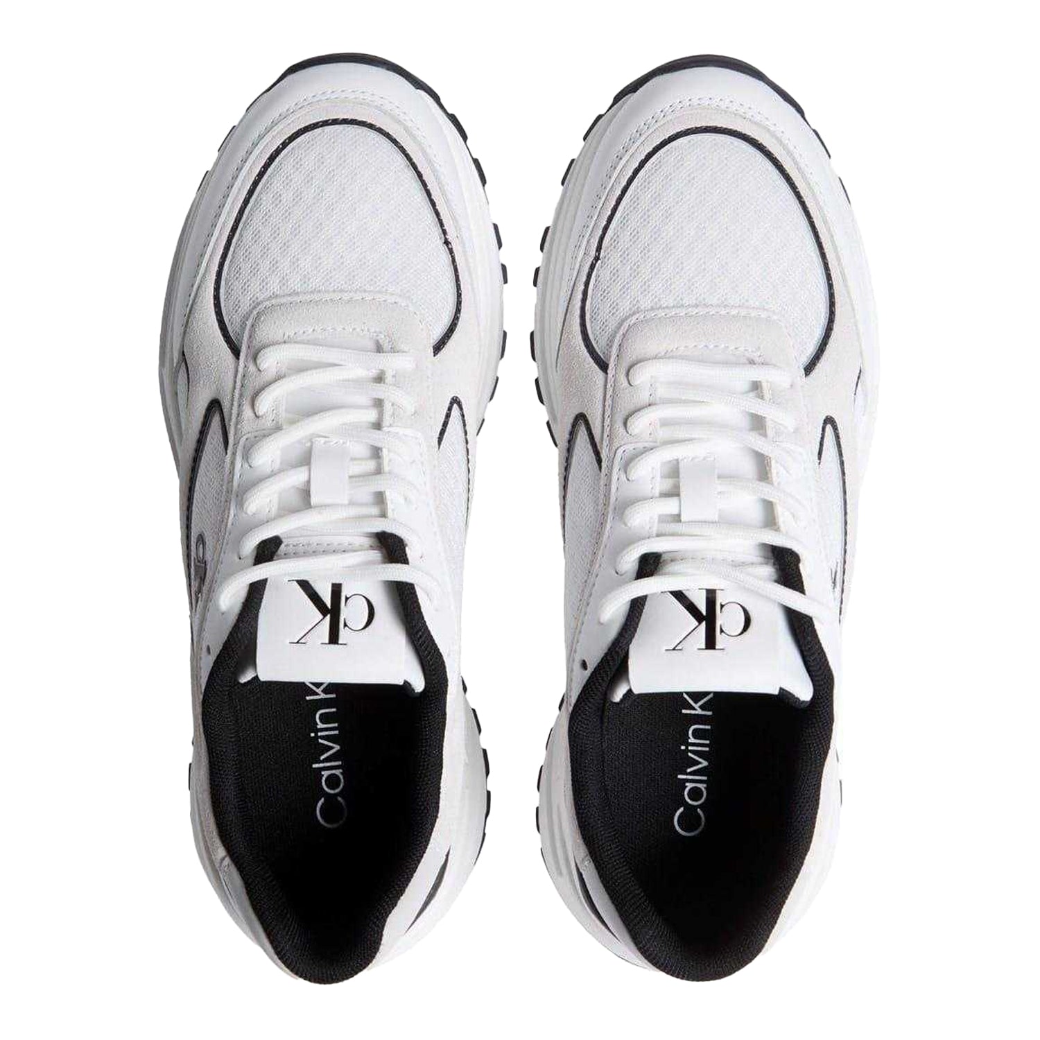 White-Black - Side - Calvin Klein Womens-Ladies Chunky Trainers