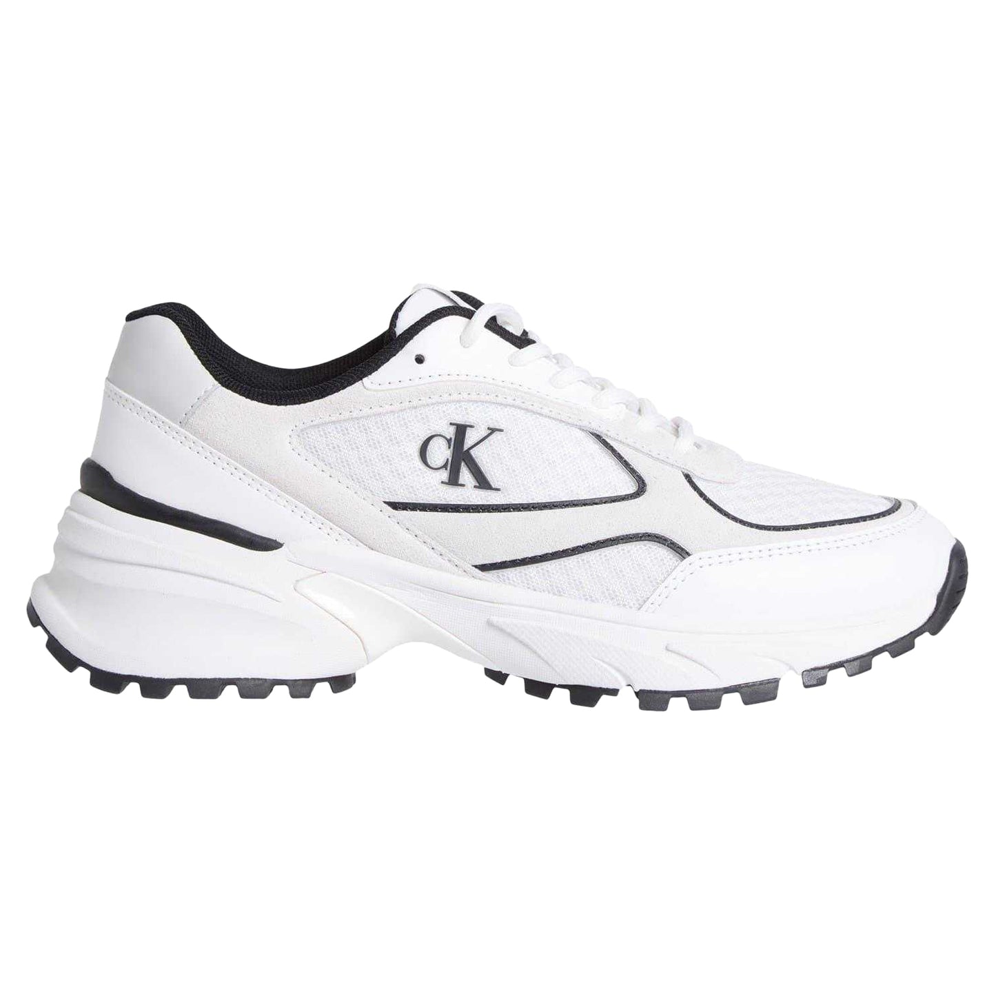 White-Black - Front - Calvin Klein Womens-Ladies Chunky Trainers