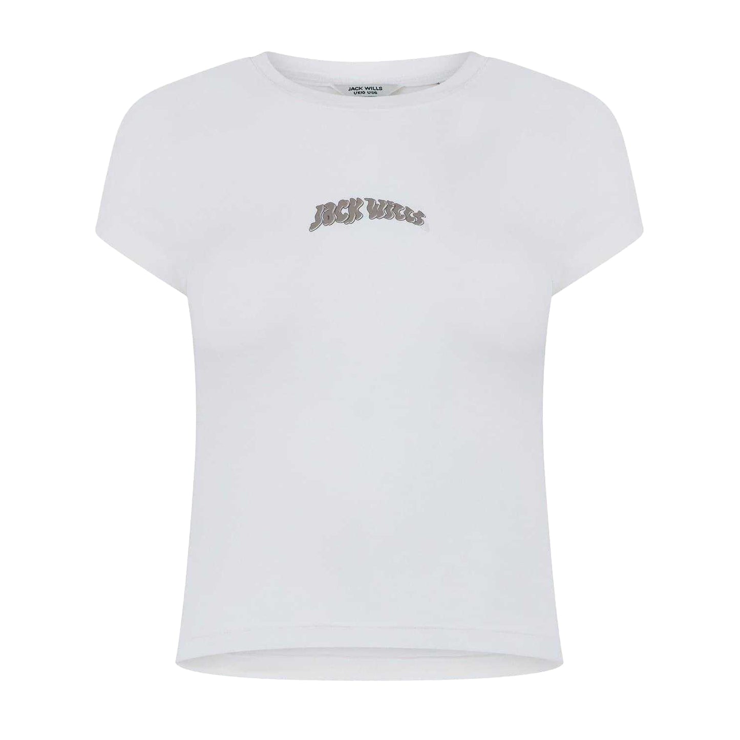 Vintage White - Front - Jack Wills Womens-Ladies Lettering Cropped Slim T-Shirt