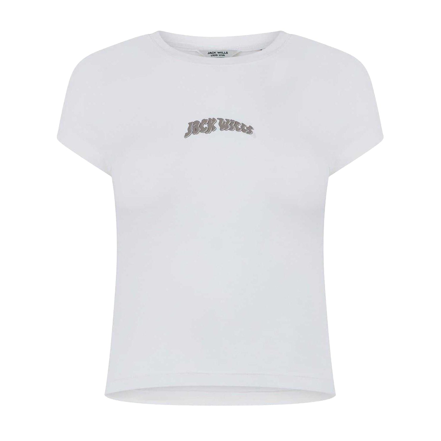 Vintage White - Front - Jack Wills Womens-Ladies Lettering Cropped Slim T-Shirt