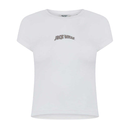 Vintage White - Front - Jack Wills Womens-Ladies Lettering Cropped Slim T-Shirt
