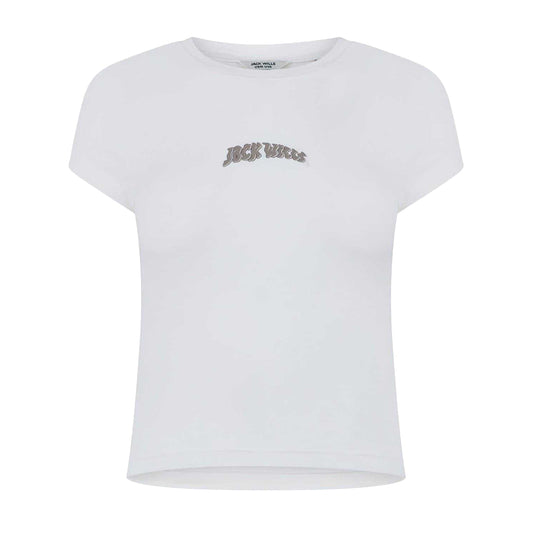 Vintage White - Front - Jack Wills Womens-Ladies Lettering Cropped Slim T-Shirt
