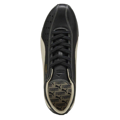 Black-White - Side - Puma Womens-Ladies Sprint Leather Flat Trainers