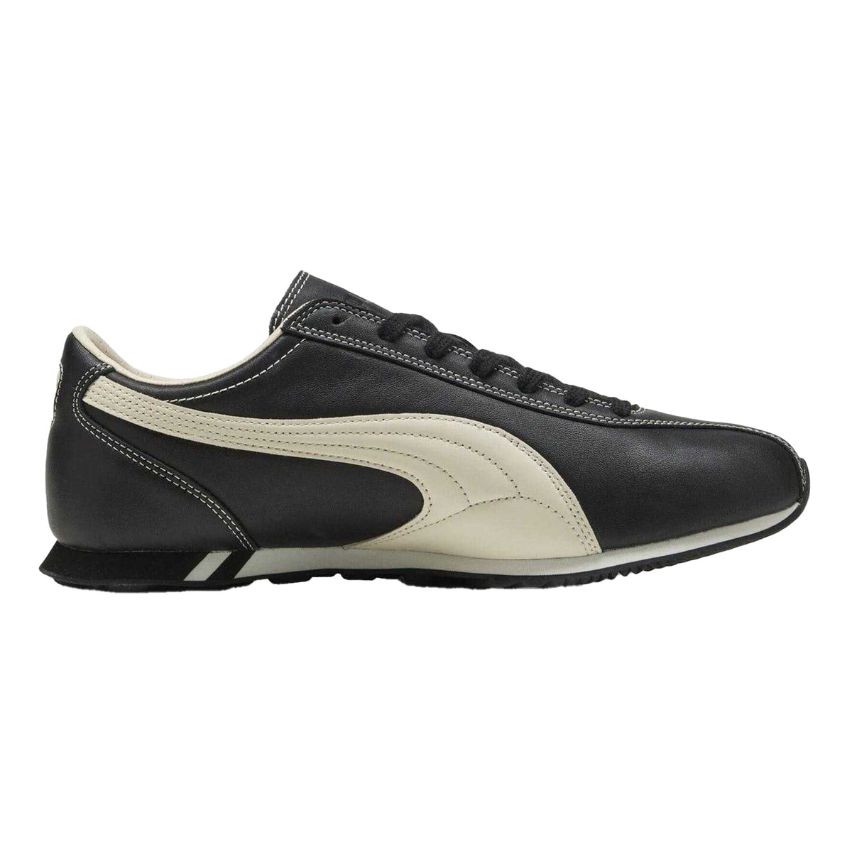 Black-White - Front - Puma Womens-Ladies Sprint Leather Flat Trainers