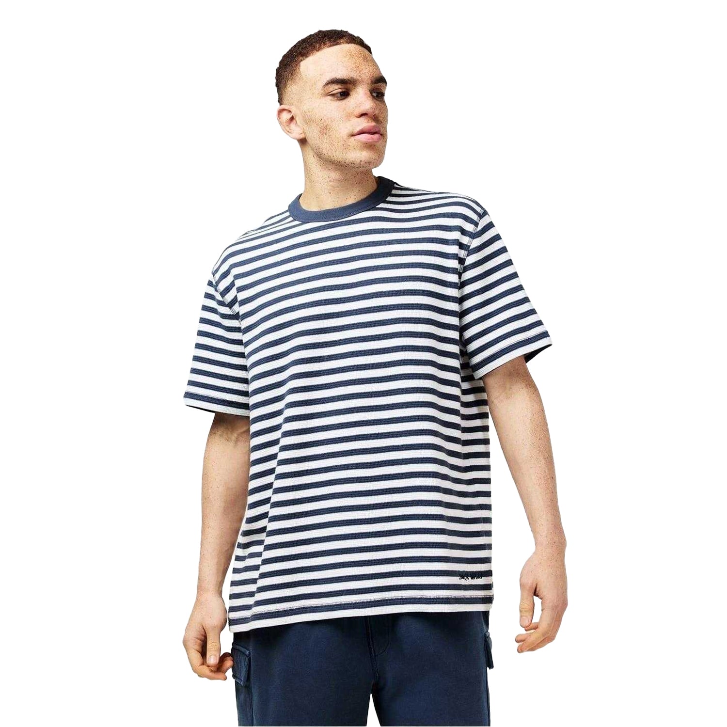 Night Sky-Cream - Side - Jack Wills Mens Striped Crew Neck Regular T-Shirt