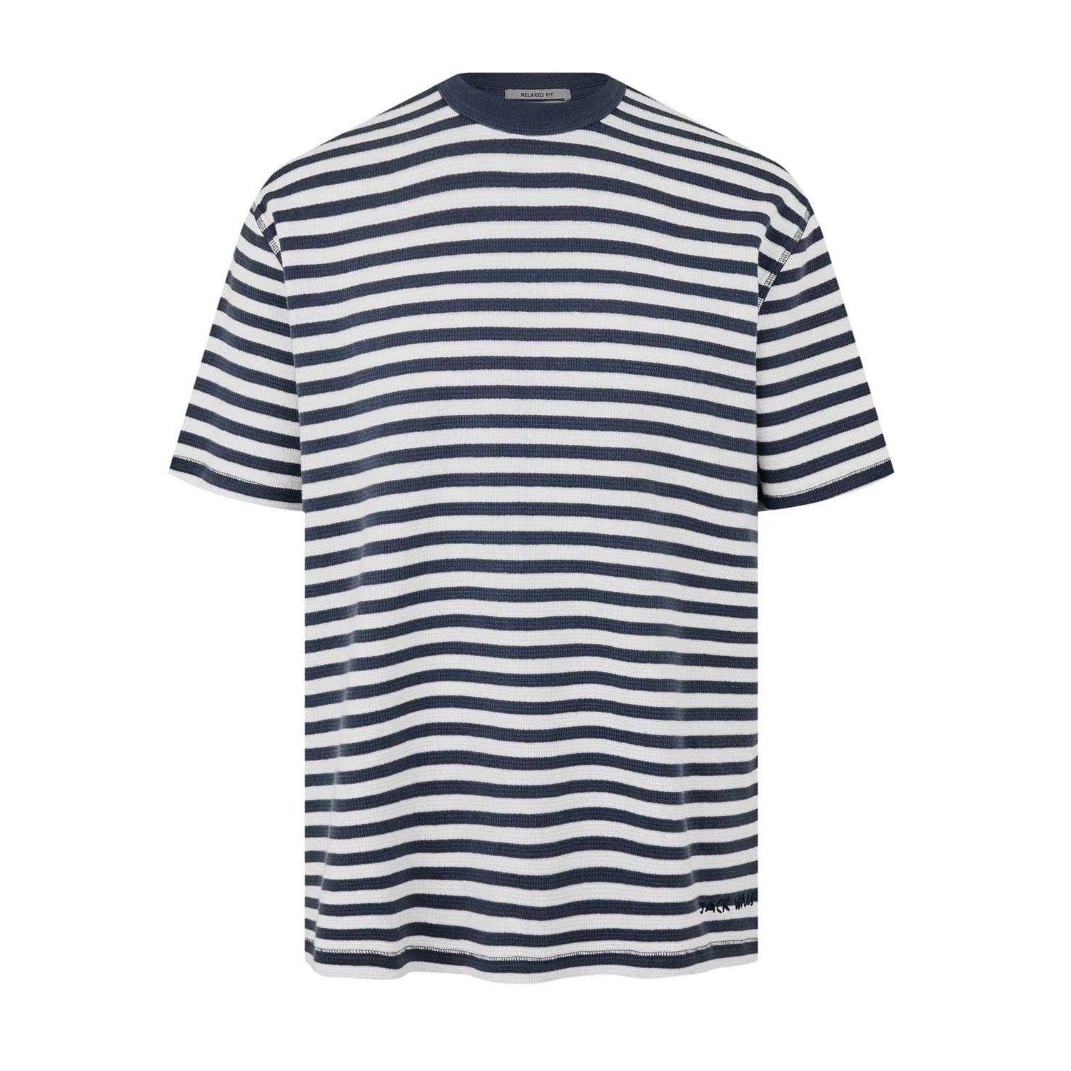 Night Sky-Cream - Front - Jack Wills Mens Striped Crew Neck Regular T-Shirt
