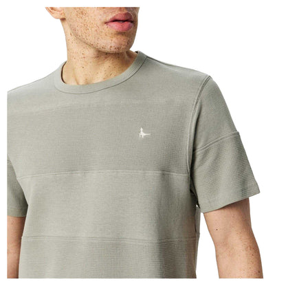 Silver Sage - Side - Jack Wills Mens Textured Stripe Crew Neck T-Shirt