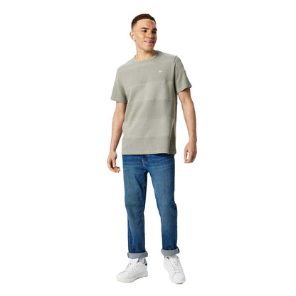 Silver Sage - Pack Shot - Jack Wills Mens Textured Stripe Crew Neck T-Shirt