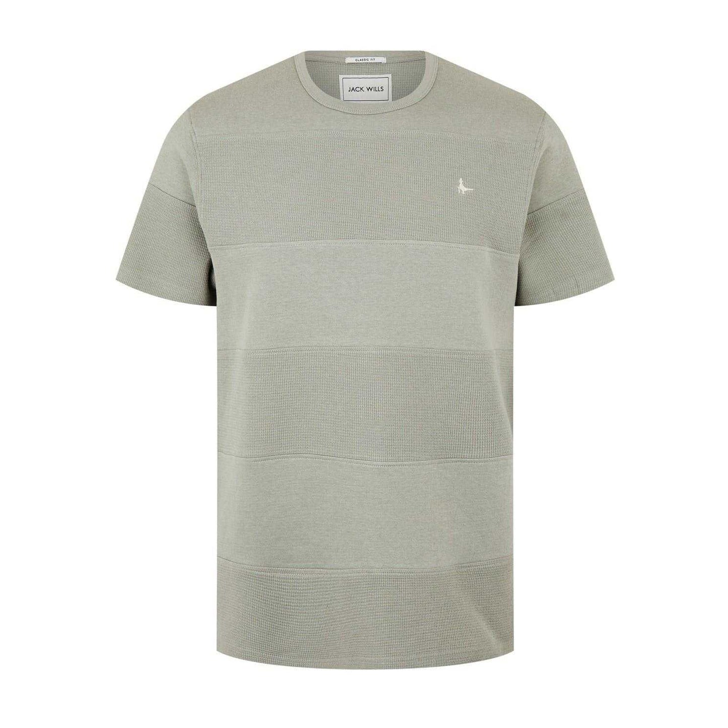 Silver Sage - Front - Jack Wills Mens Textured Stripe Crew Neck T-Shirt
