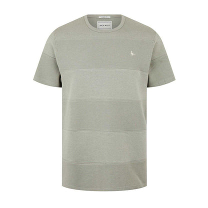 Silver Sage - Front - Jack Wills Mens Textured Stripe Crew Neck T-Shirt