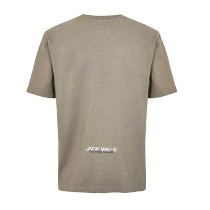 Olive - Back - Jack Wills Mens Established Back Print T-Shirt