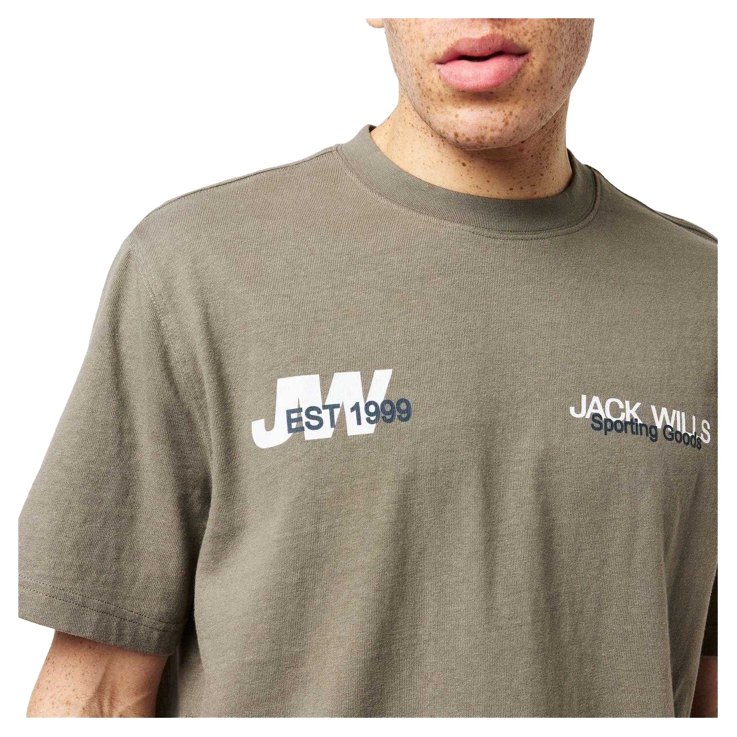 Olive - Side - Jack Wills Mens Established Back Print T-Shirt