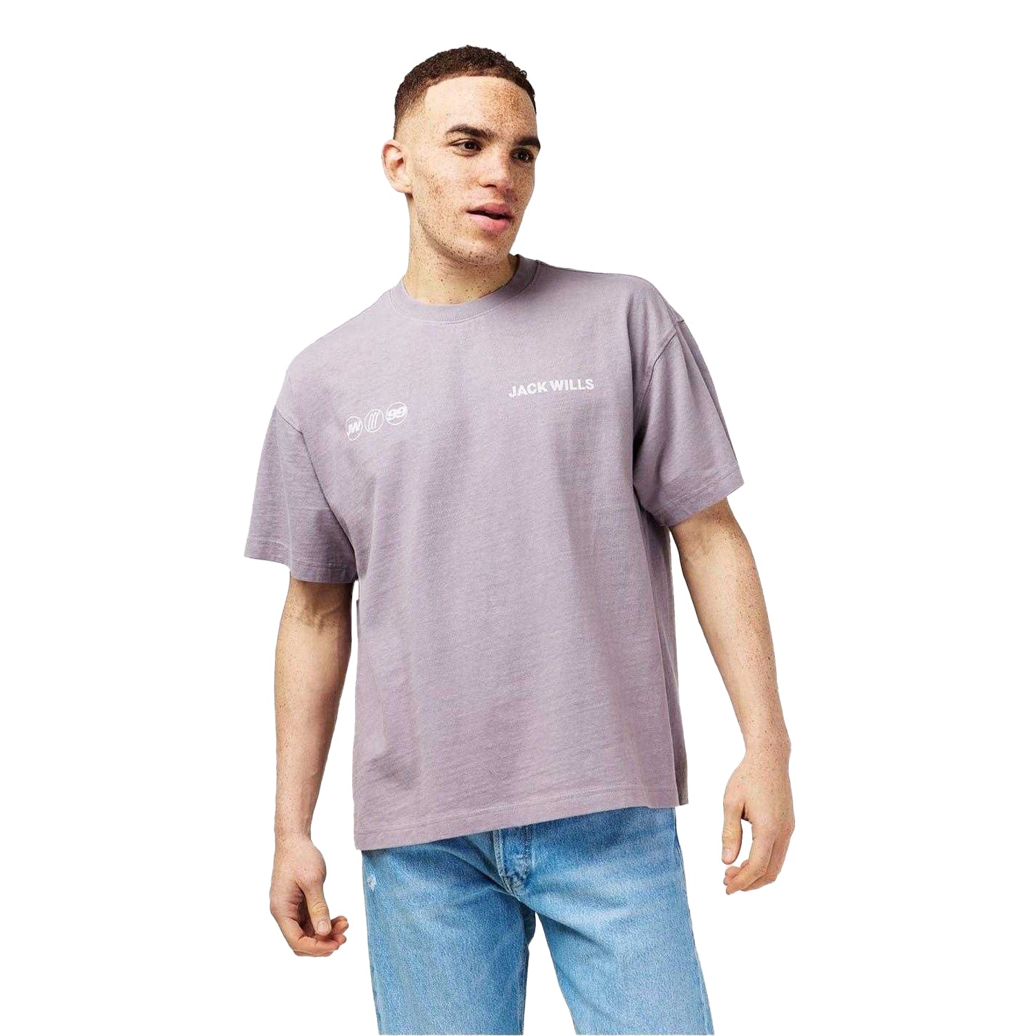 Dark Lilac - Side - Jack Wills Mens Multi Hit Crew Neck T-Shirt