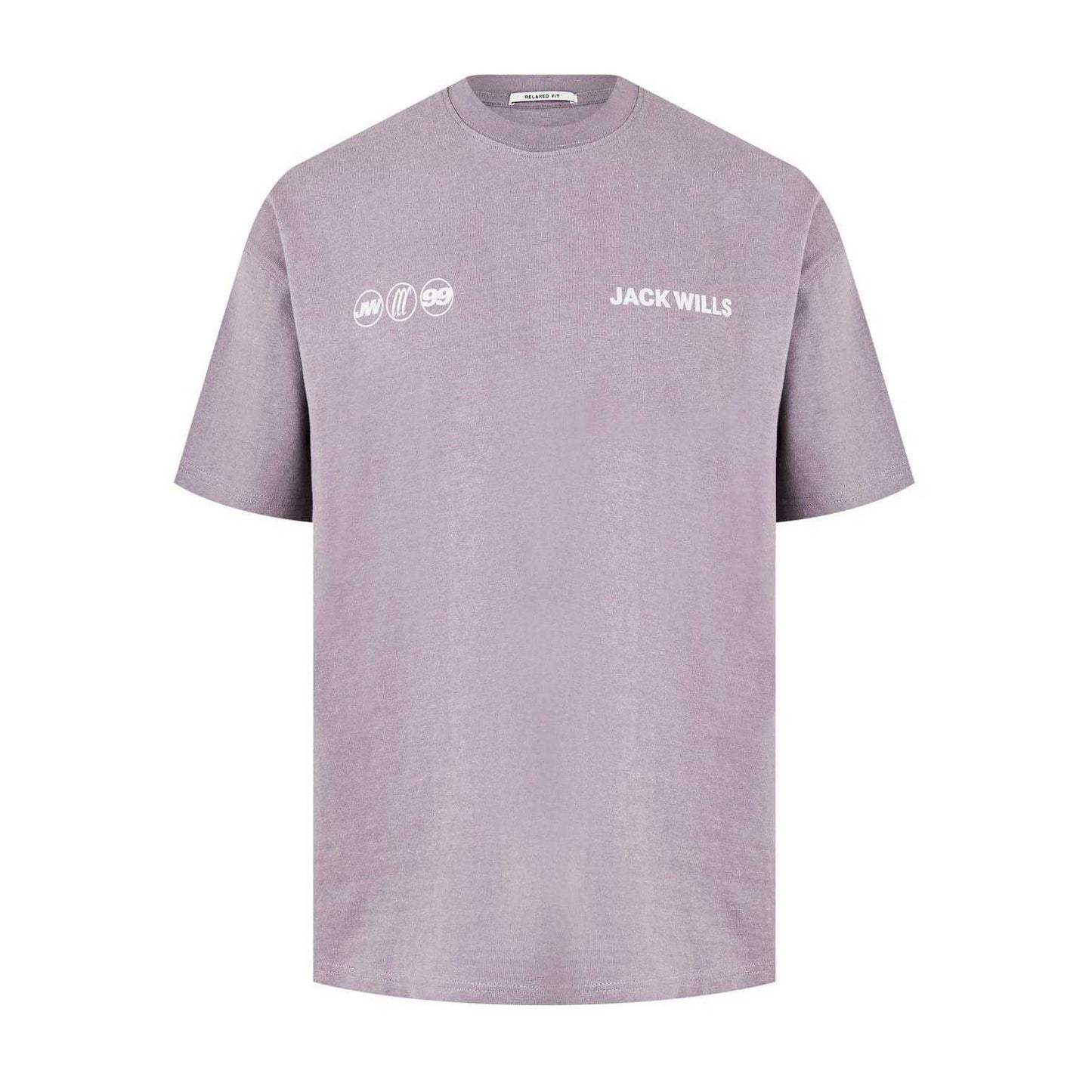 Dark Lilac - Front - Jack Wills Mens Multi Hit Crew Neck T-Shirt