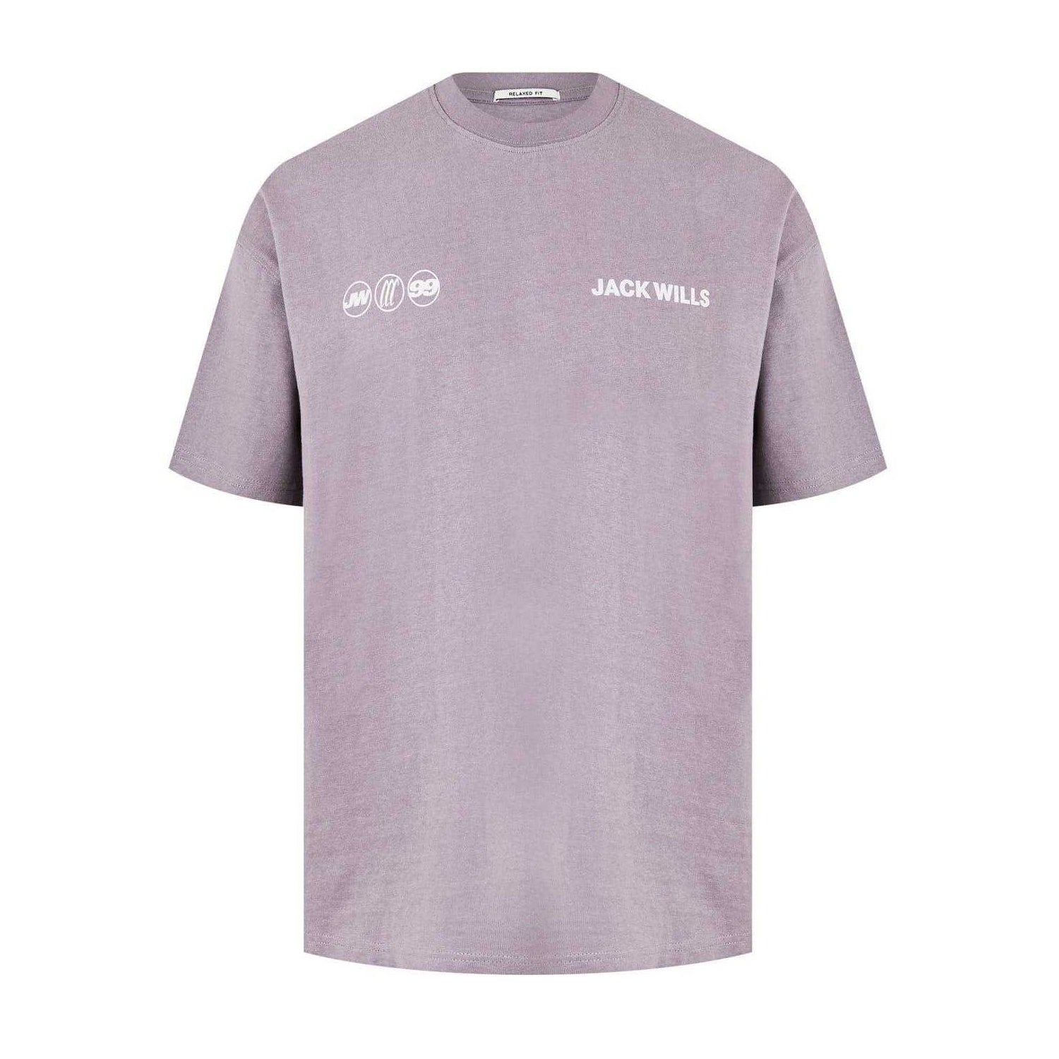 Dark Lilac - Front - Jack Wills Mens Multi Hit Crew Neck T-Shirt