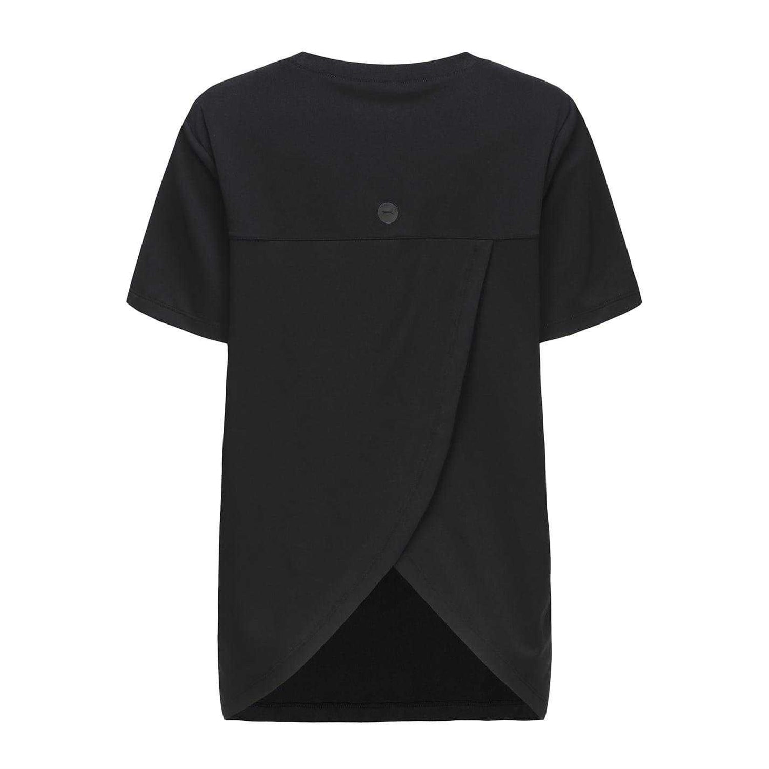 Black - Back - Slazenger Womens-Ladies Crossover Hem Training T-Shirt