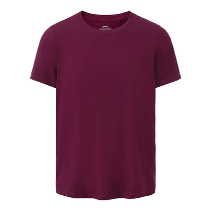 Plum - Front - Slazenger Womens-Ladies Crossover Hem Training T-Shirt