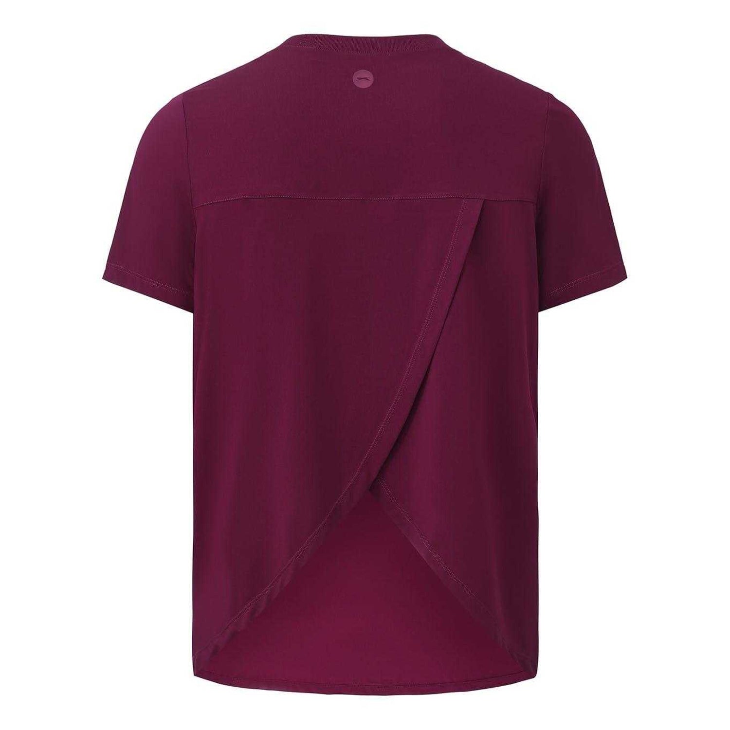 Plum - Back - Slazenger Womens-Ladies Crossover Hem Training T-Shirt
