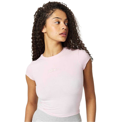 Pink - Side - Jack Wills Womens-Ladies Lettering Cropped Slim T-Shirt