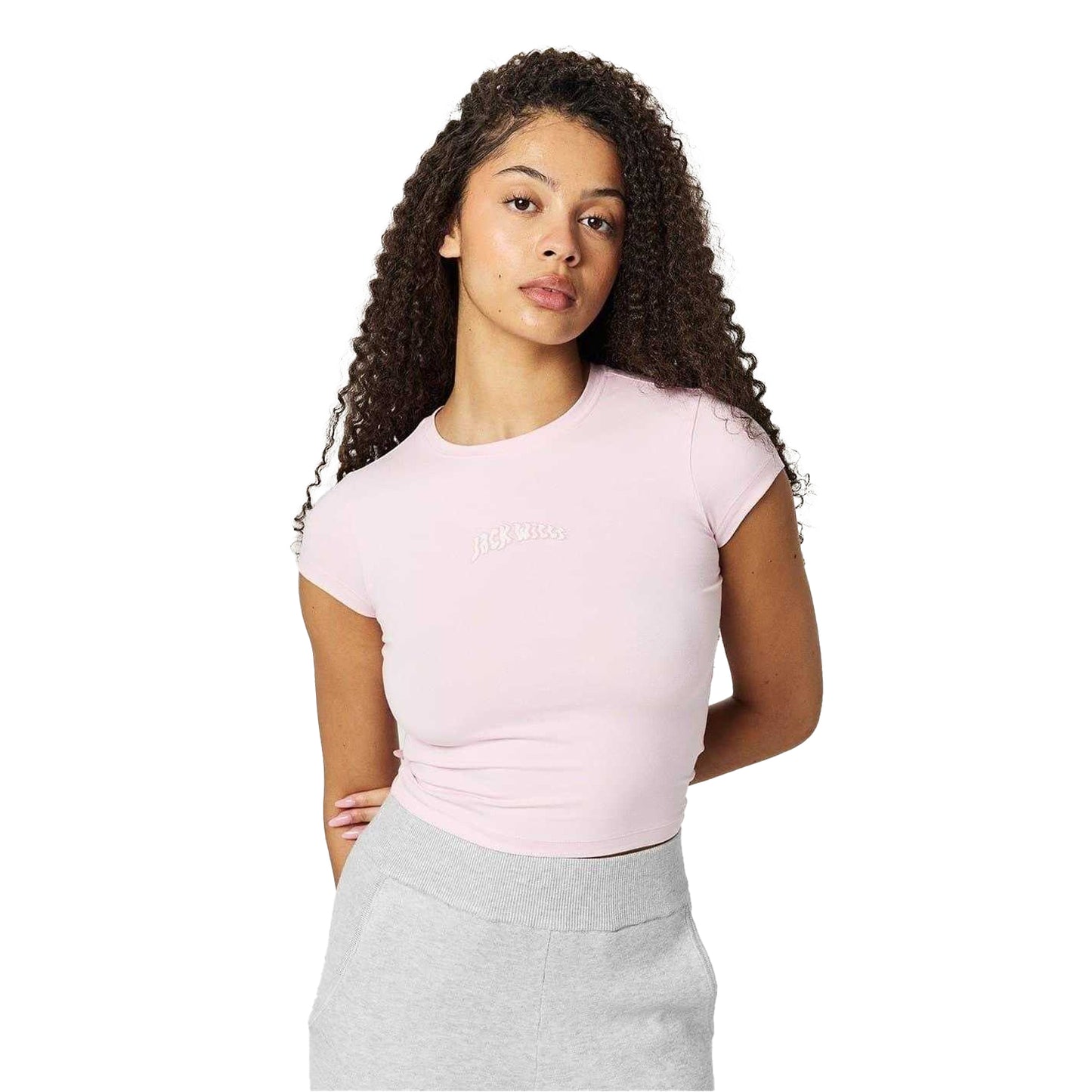 Pink - Lifestyle - Jack Wills Womens-Ladies Lettering Cropped Slim T-Shirt