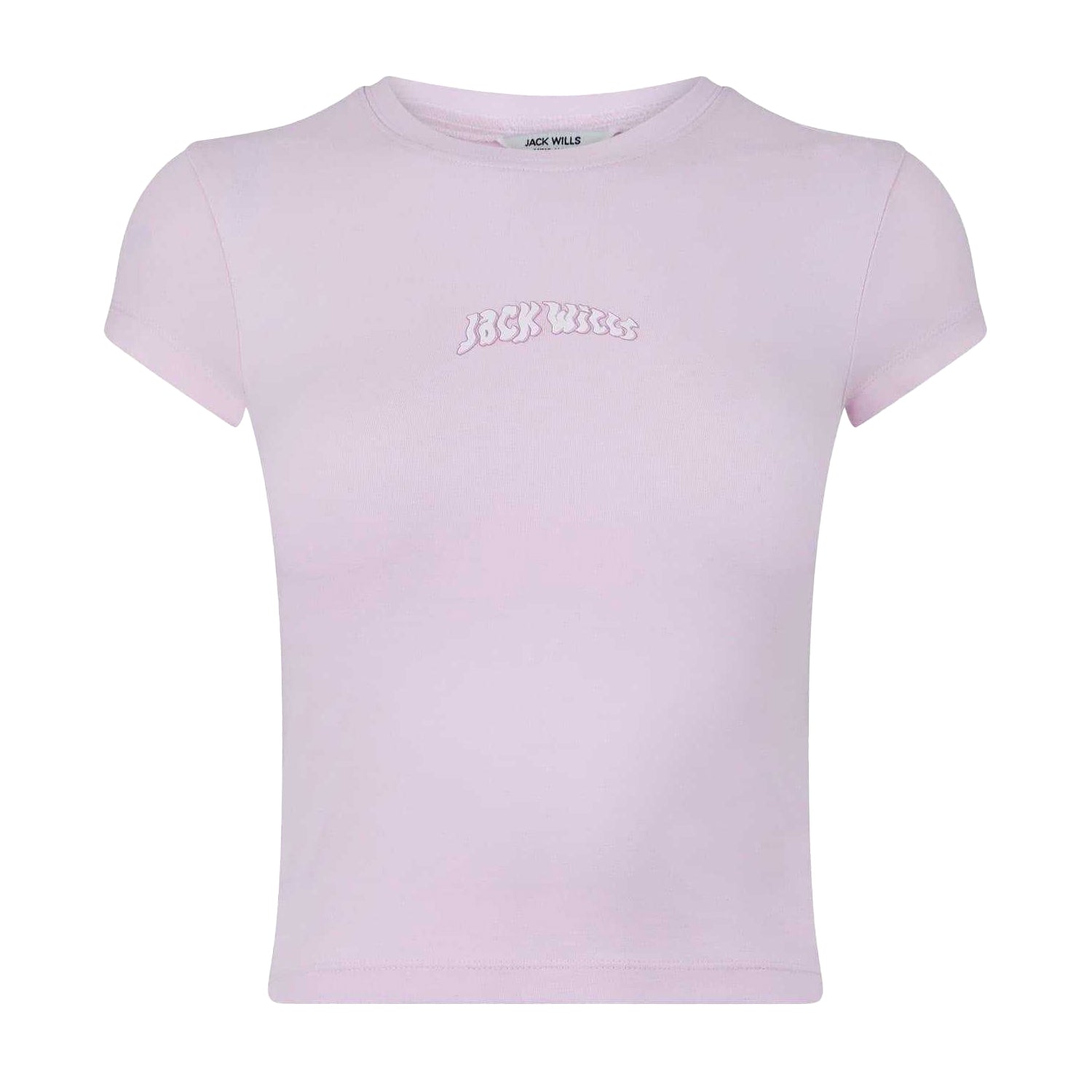 Pink - Front - Jack Wills Womens-Ladies Lettering Cropped Slim T-Shirt