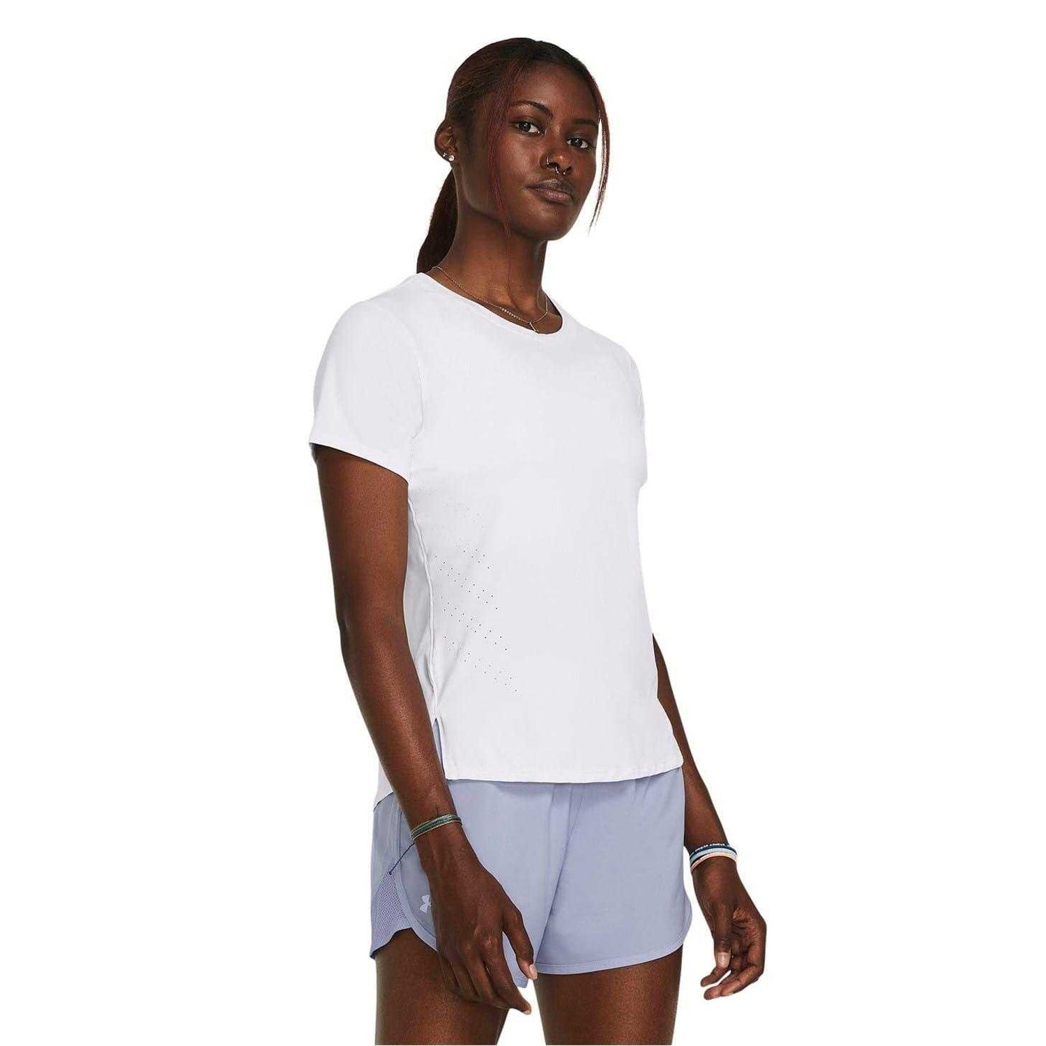 White-Reflective - Side - Under Armour Womens-Ladies Launch Crew Neck Regular T-Shirt