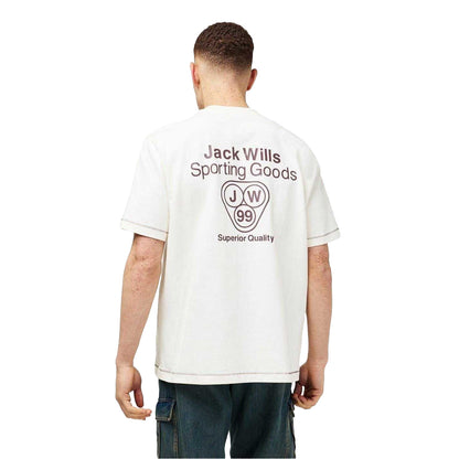 Cream - Back - Jack Wills Mens Superior Crew Neck T-Shirt
