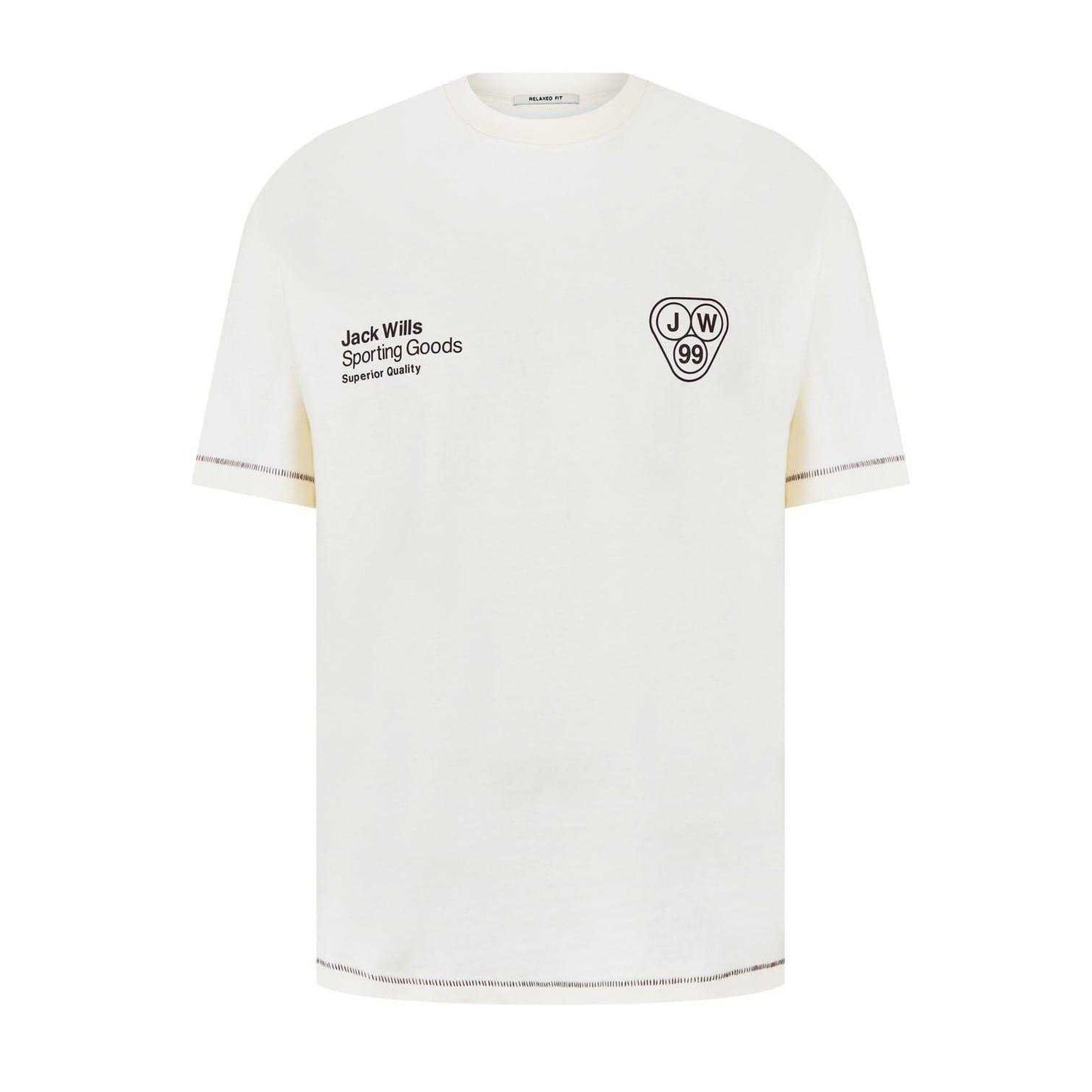 Cream - Front - Jack Wills Mens Superior Crew Neck T-Shirt