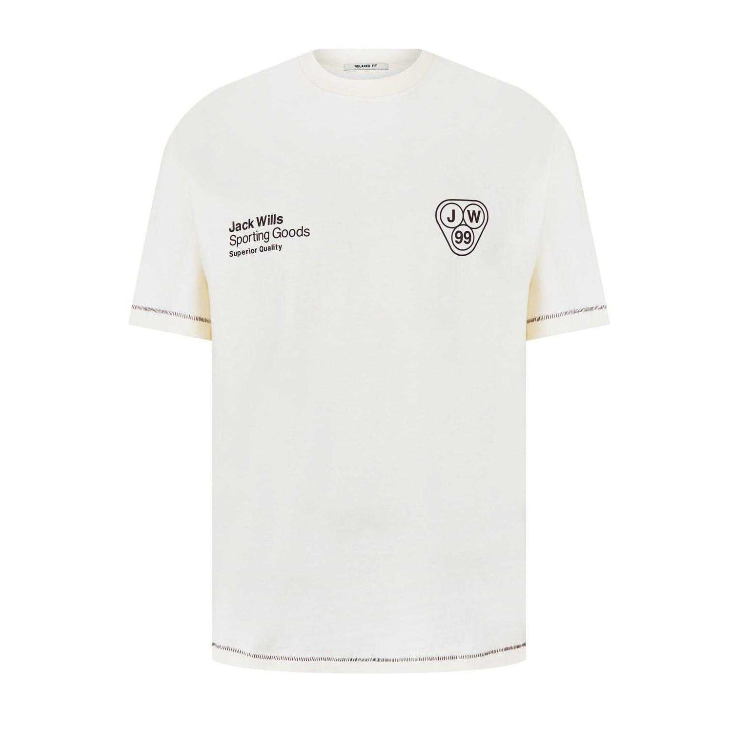 Cream - Front - Jack Wills Mens Superior Crew Neck T-Shirt