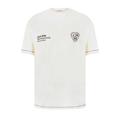 Cream - Front - Jack Wills Mens Superior Crew Neck T-Shirt