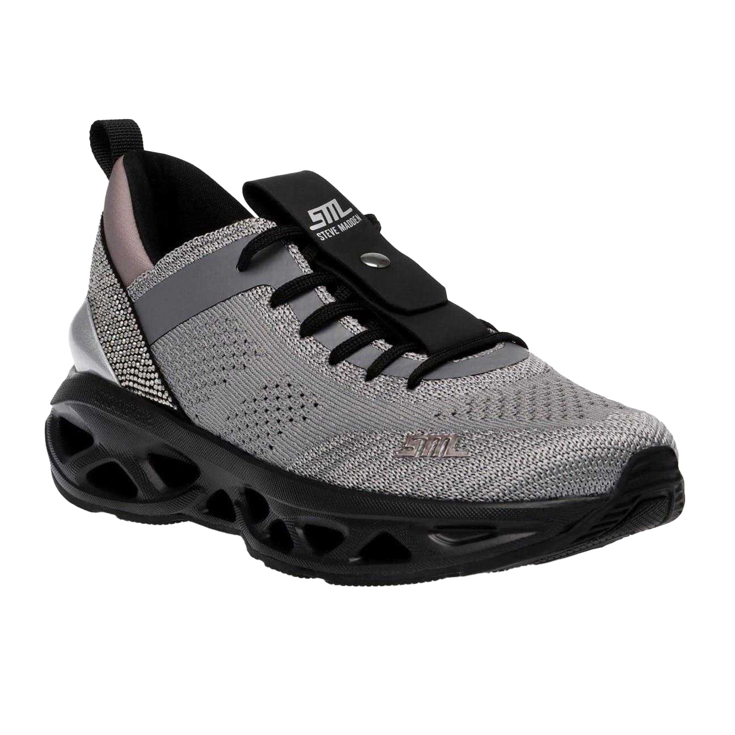Dark Grey - Pack Shot - Steve Madden Womens-Ladies Surge Mesh Trainers